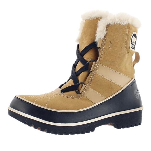 Sorel Tivoli II Suede Waterproof Snow Rain Boots Women’s 6 Tan Lace Up Fur Lined - Picture 1 of 12